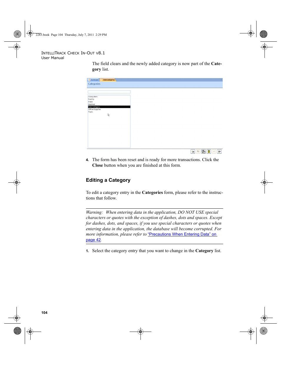 Editing a category | IntelliTrack Check In/Out User Manual | Page 134 / 564