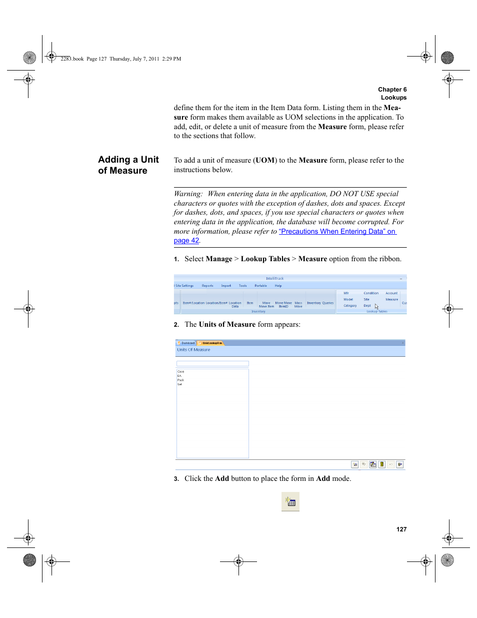 Adding a unit of measure | IntelliTrack Check In/Out User Manual | Page 157 / 564