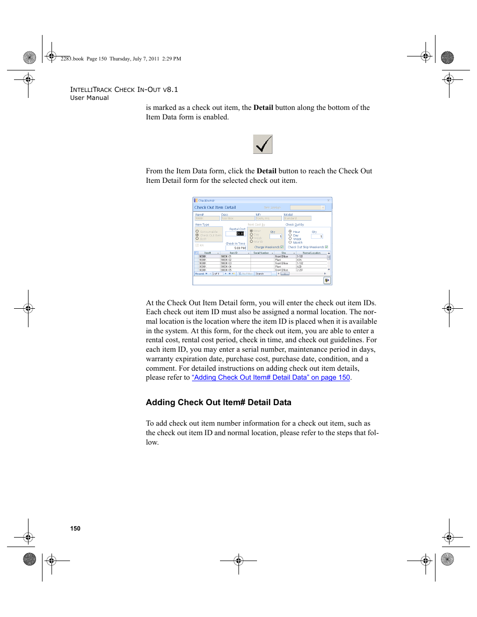 Adding check out item# detail data, Adding check out item | IntelliTrack Check In/Out User Manual | Page 180 / 564