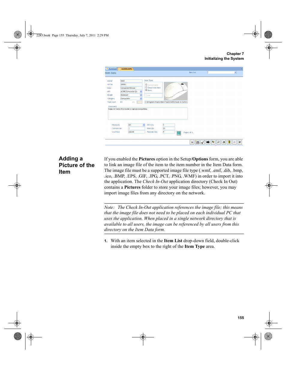 Adding a picture of the item | IntelliTrack Check In/Out User Manual | Page 185 / 564