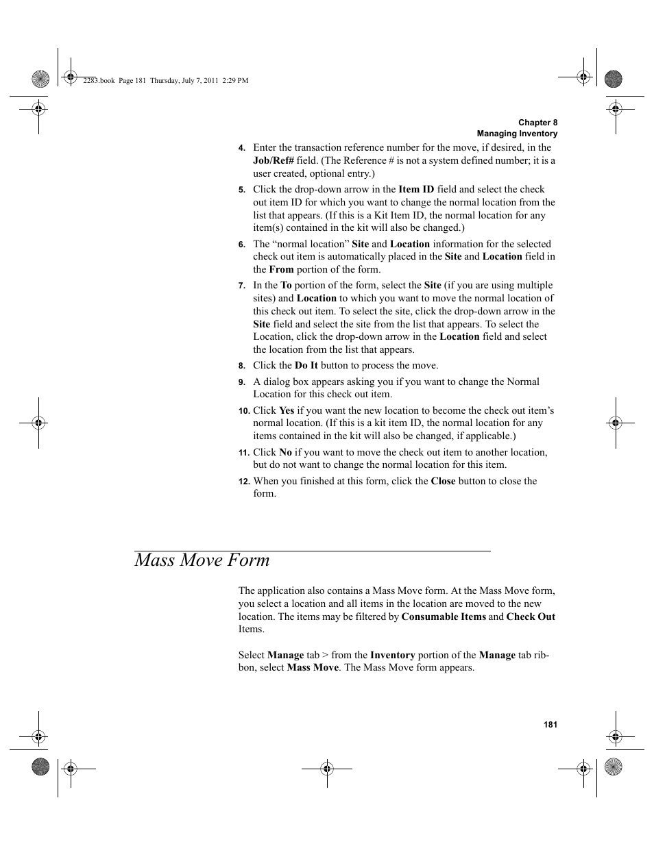 Mass move form | IntelliTrack Check In/Out User Manual | Page 211 / 564