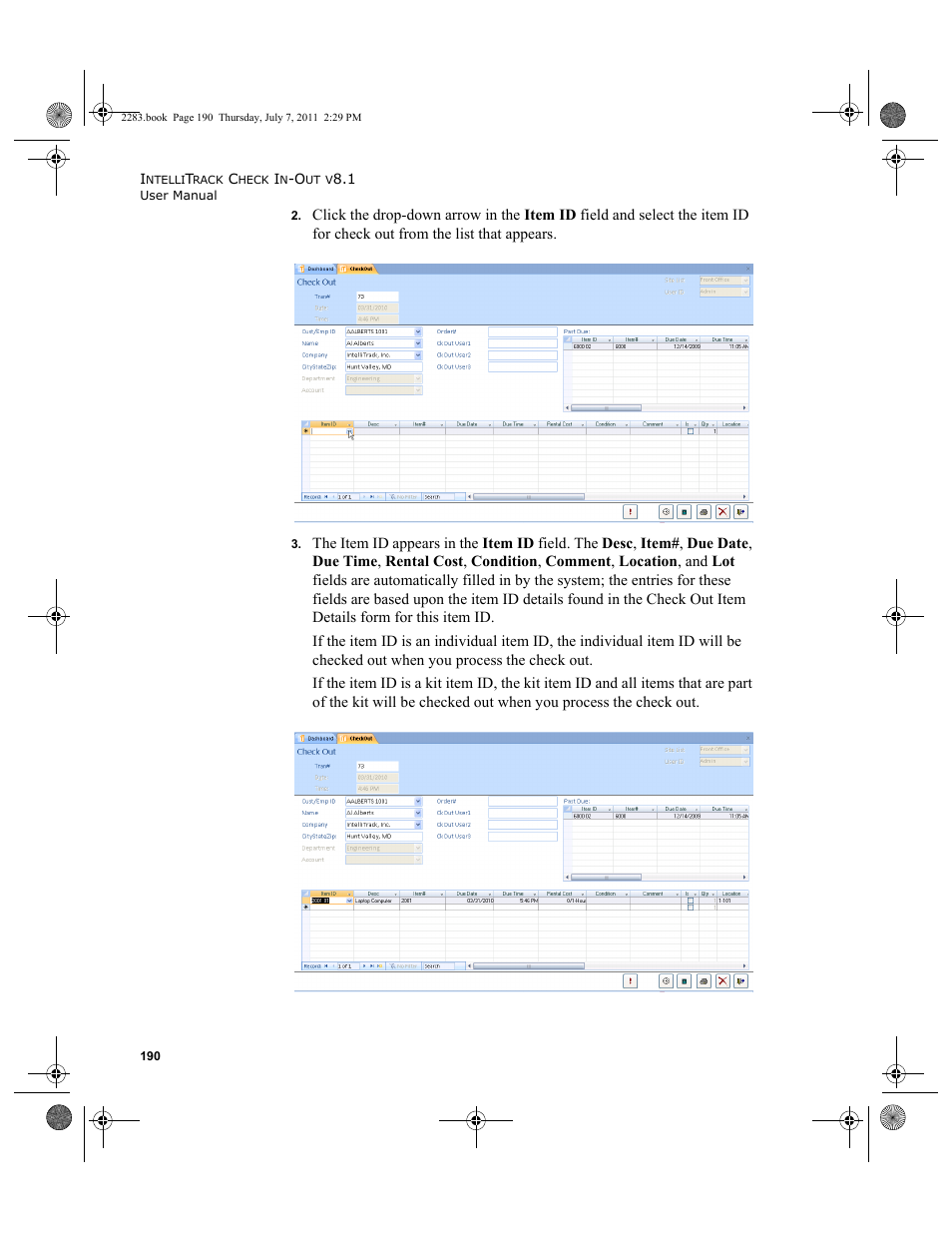 IntelliTrack Check In/Out User Manual | Page 220 / 564