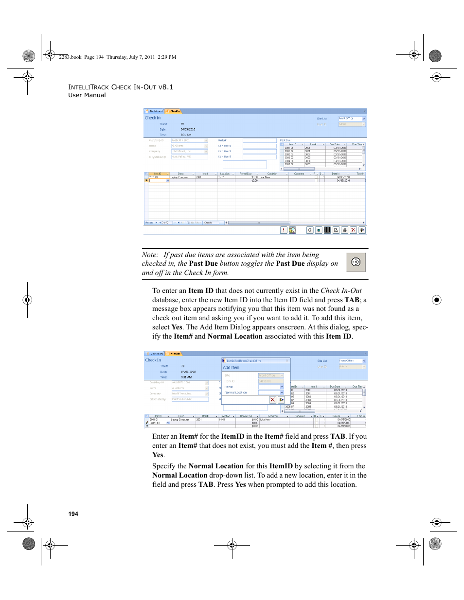 IntelliTrack Check In/Out User Manual | Page 224 / 564