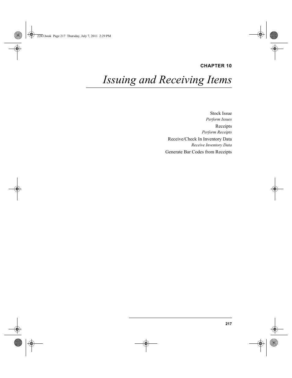 Chapter 10, Issuing and receiving items, Chapter 10: issuing and receiving items | IntelliTrack Check In/Out User Manual | Page 247 / 564