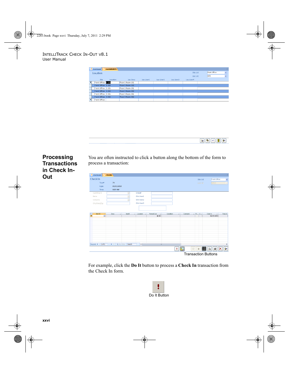 Processing transactions in check in- out, Processing transactions in check in-out | IntelliTrack Check In/Out User Manual | Page 26 / 564