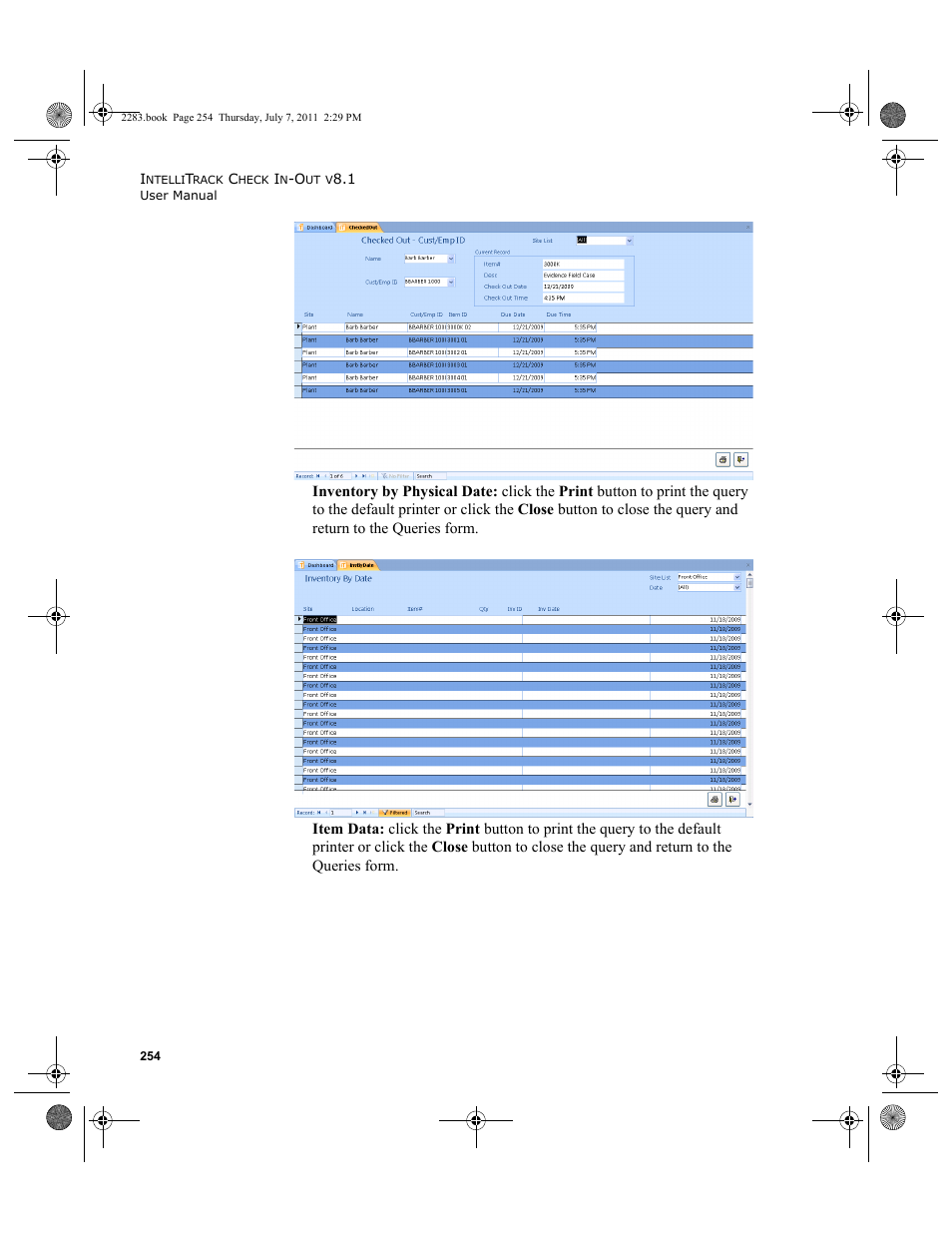 IntelliTrack Check In/Out User Manual | Page 284 / 564