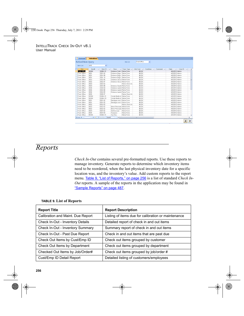 Reports | IntelliTrack Check In/Out User Manual | Page 286 / 564