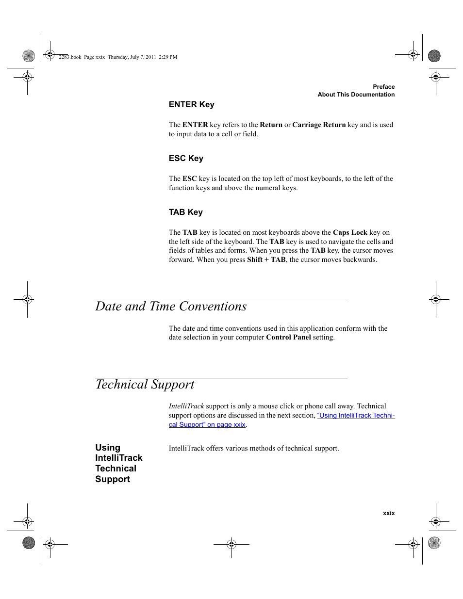 Date and time conventions, Technical support, Using intellitrack technical support | IntelliTrack Check In/Out User Manual | Page 29 / 564