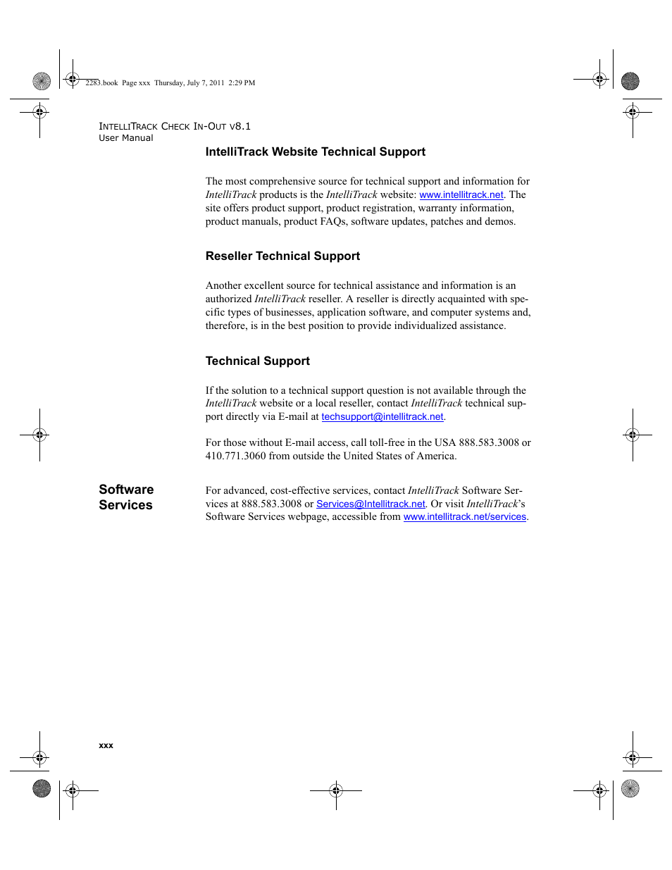 Software services | IntelliTrack Check In/Out User Manual | Page 30 / 564