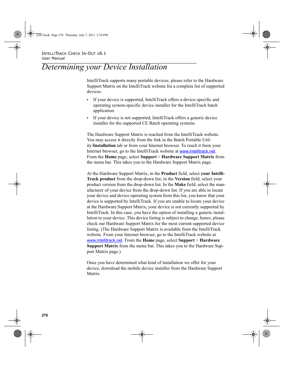 Determining your device installation, Determining your | IntelliTrack Check In/Out User Manual | Page 306 / 564