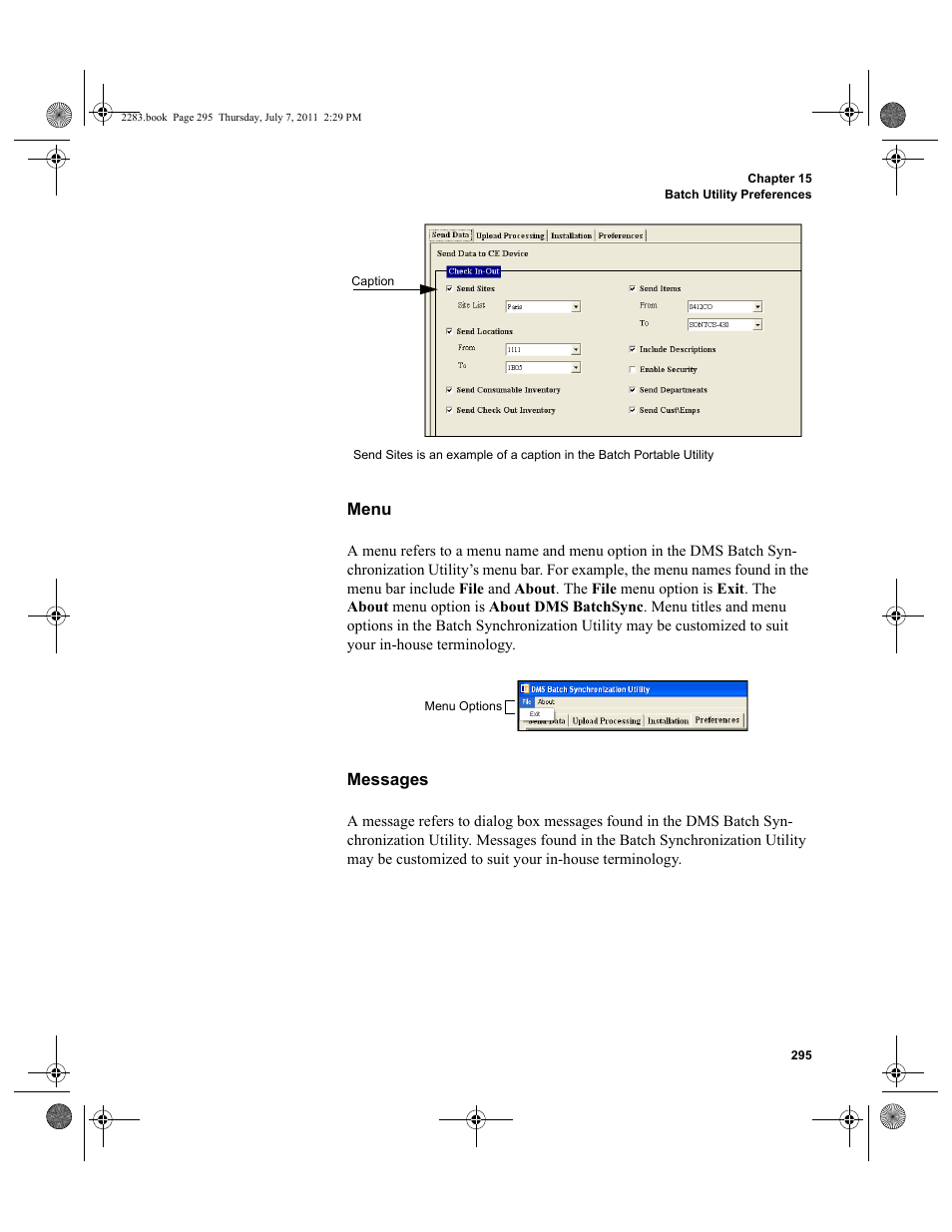 Menu messages, Menu, Messages | IntelliTrack Check In/Out User Manual | Page 325 / 564