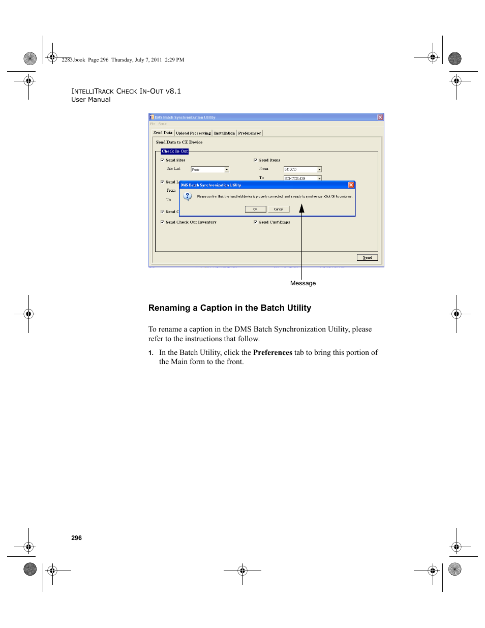 Renaming a caption in the batch utility | IntelliTrack Check In/Out User Manual | Page 326 / 564