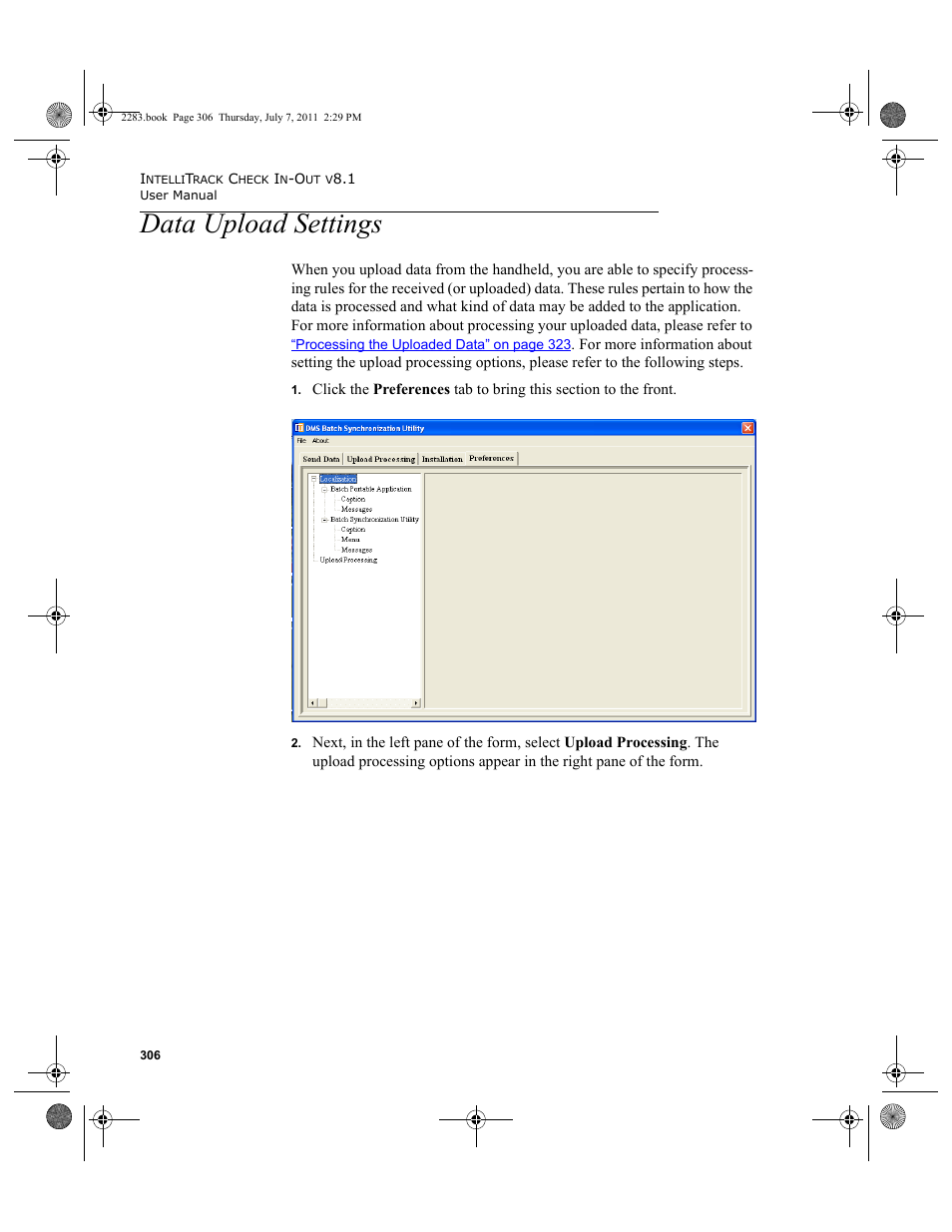 Data upload settings | IntelliTrack Check In/Out User Manual | Page 336 / 564