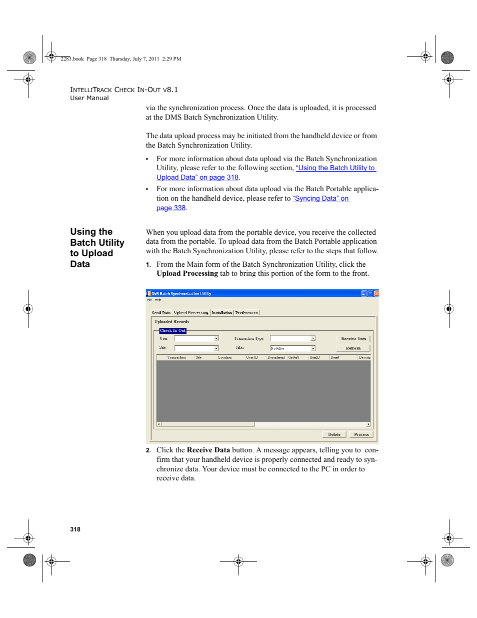 Using the batch utility to upload data | IntelliTrack Check In/Out User Manual | Page 348 / 564