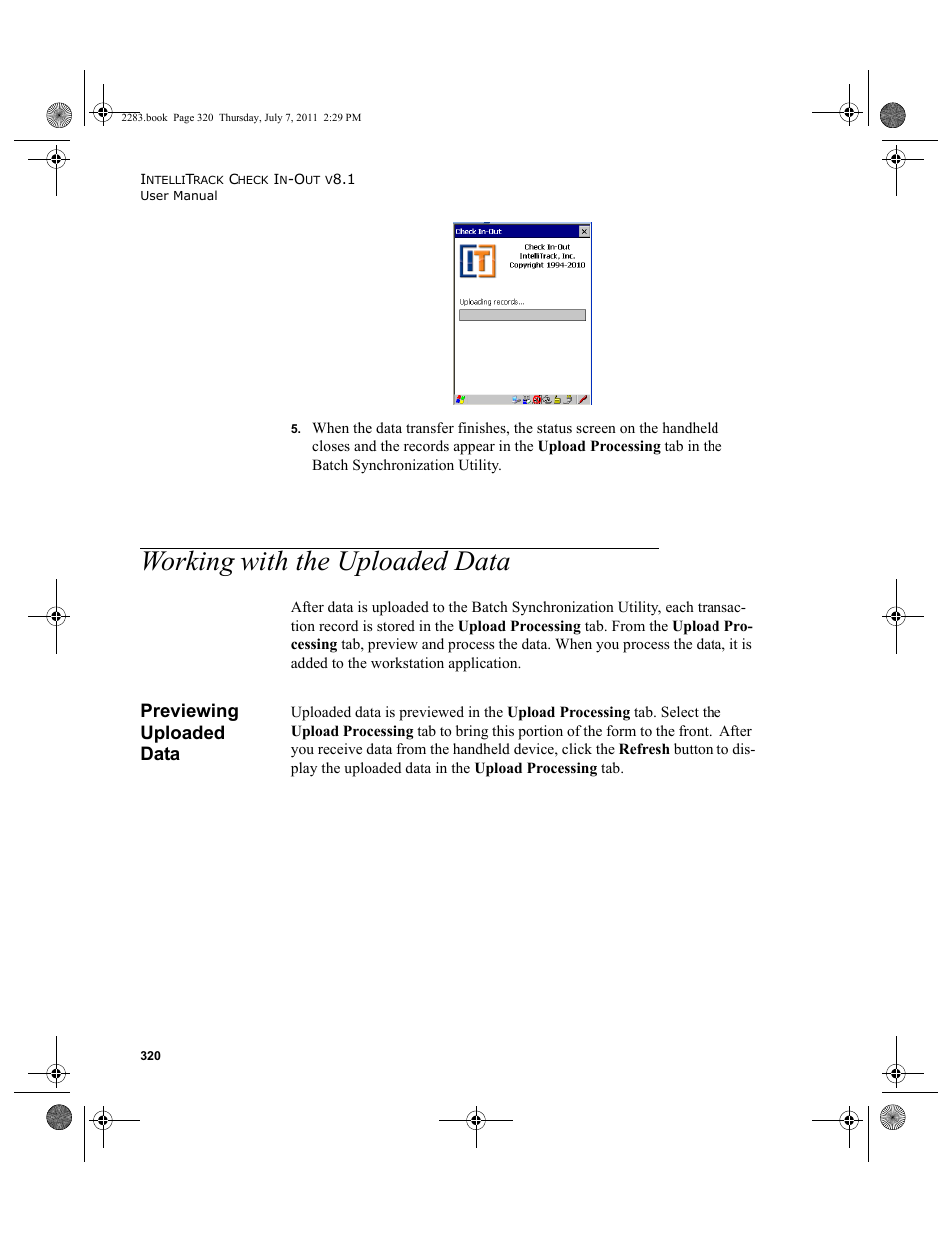 Working with the uploaded data, Previewing uploaded data | IntelliTrack Check In/Out User Manual | Page 350 / 564