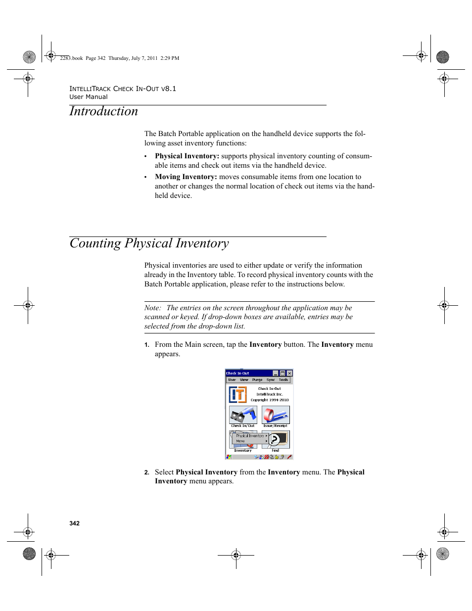 Introduction, Counting physical inventory, Introduction counting physical inventory | Counting physical | IntelliTrack Check In/Out User Manual | Page 372 / 564