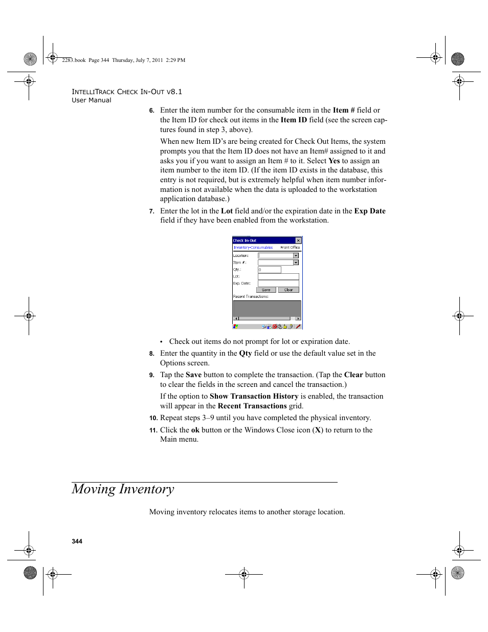 Moving inventory, Ease see, Moving | IntelliTrack Check In/Out User Manual | Page 374 / 564