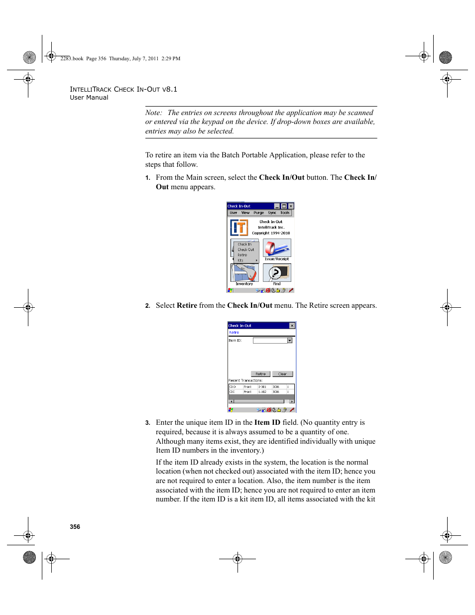 IntelliTrack Check In/Out User Manual | Page 386 / 564