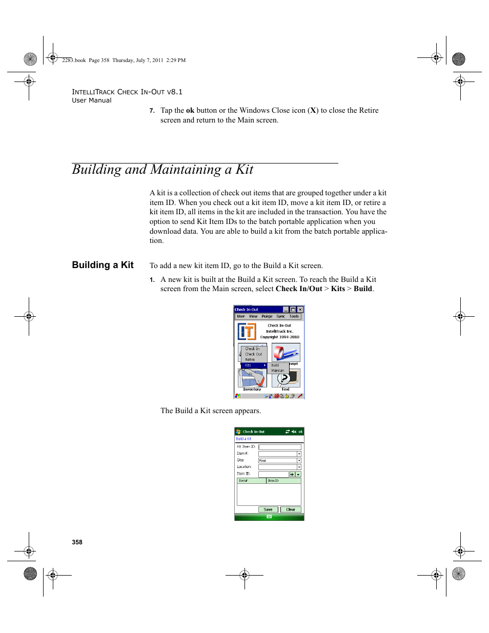 Building and maintaining a kit, Building a kit | IntelliTrack Check In/Out User Manual | Page 388 / 564