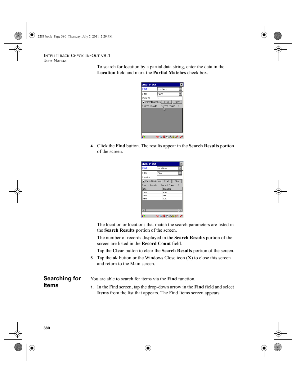 Searching for items | IntelliTrack Check In/Out User Manual | Page 410 / 564