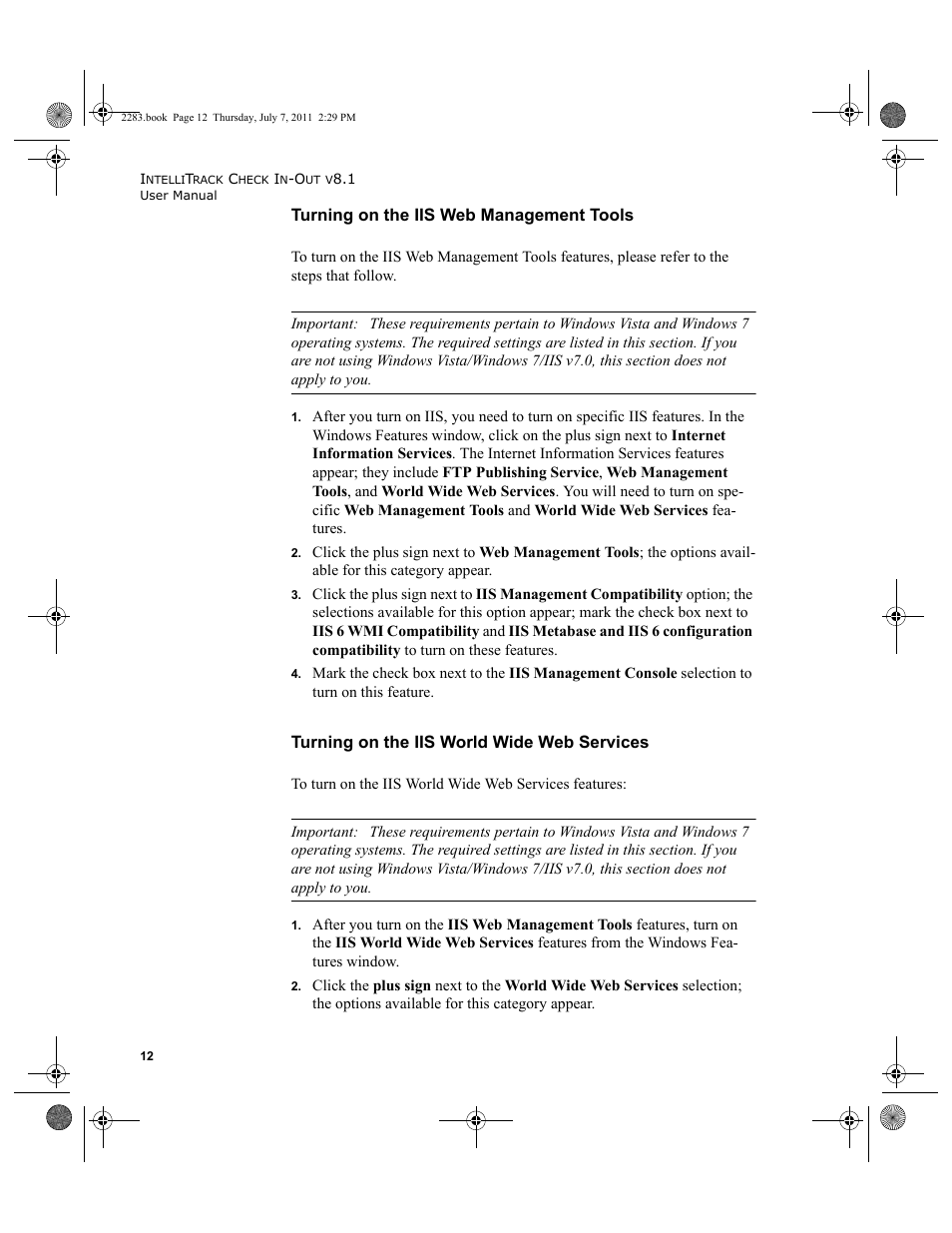 Turning on the iis web management, Turning on the iis world wide web services” on, Turning on the iis web management tools | Turning on the iis world wide web services | IntelliTrack Check In/Out User Manual | Page 42 / 564