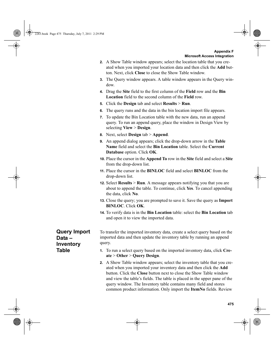 Query import data - inventory table, Query import data – inventory table | IntelliTrack Check In/Out User Manual | Page 505 / 564