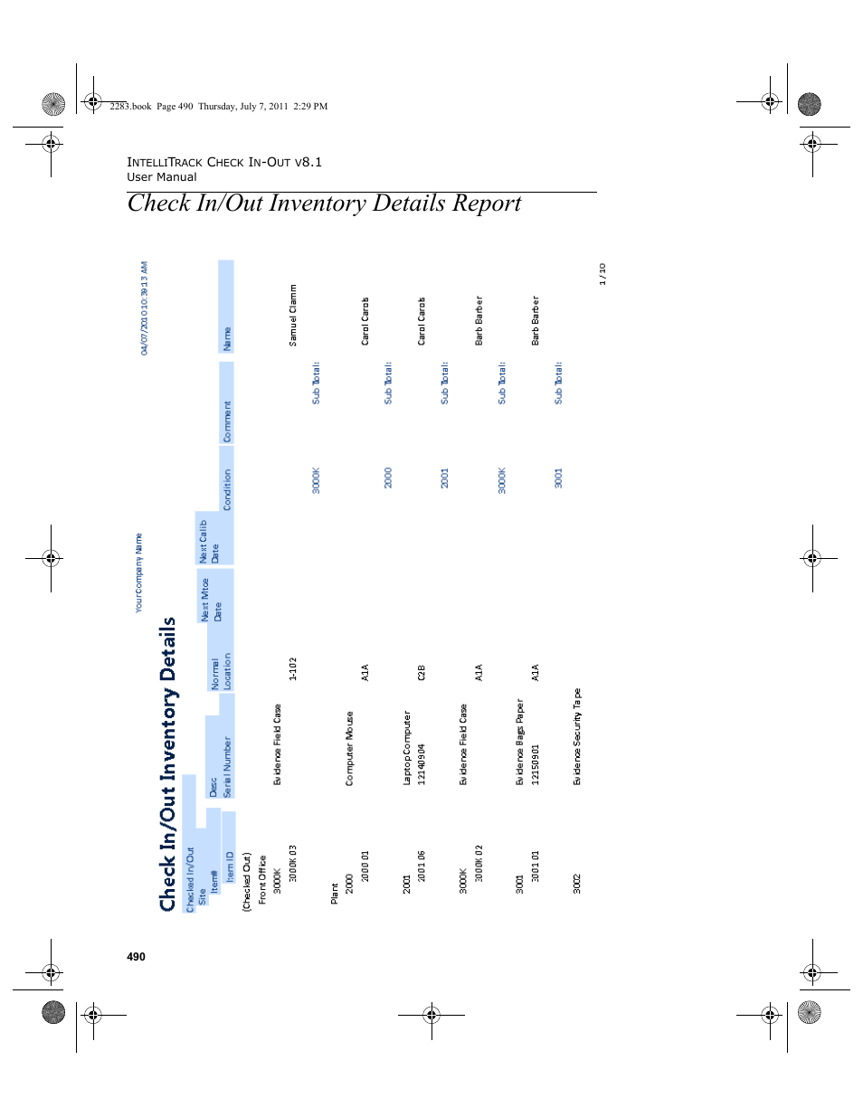 Check in/out inventory details report | IntelliTrack Check In/Out User Manual | Page 520 / 564