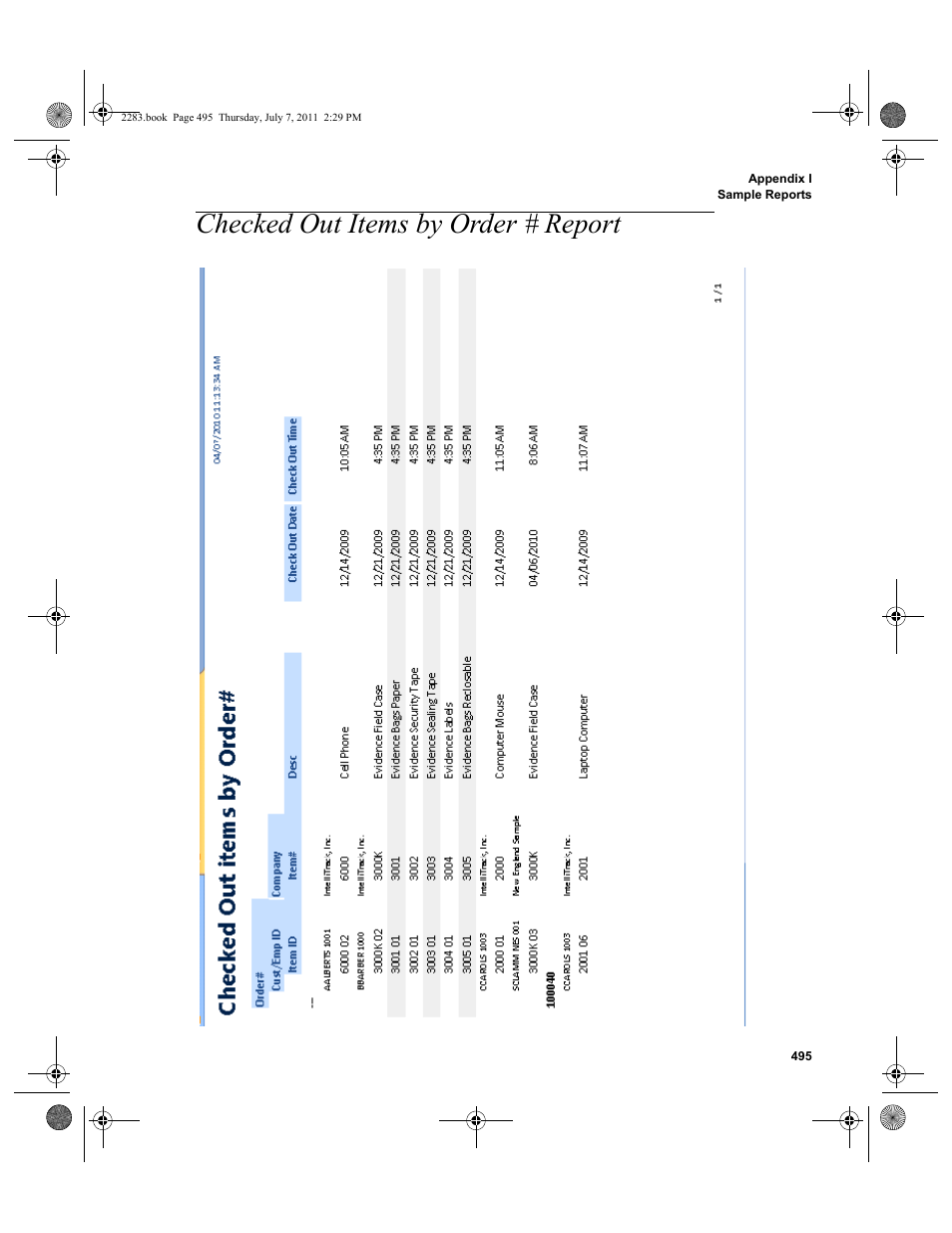 Checked out items by order # report | IntelliTrack Check In/Out User Manual | Page 525 / 564