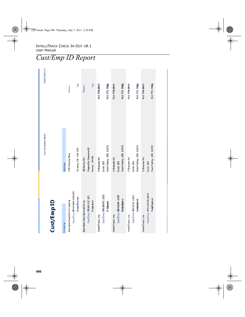 Cust/emp id report | IntelliTrack Check In/Out User Manual | Page 526 / 564