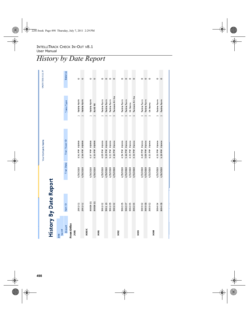 History by date report | IntelliTrack Check In/Out User Manual | Page 528 / 564