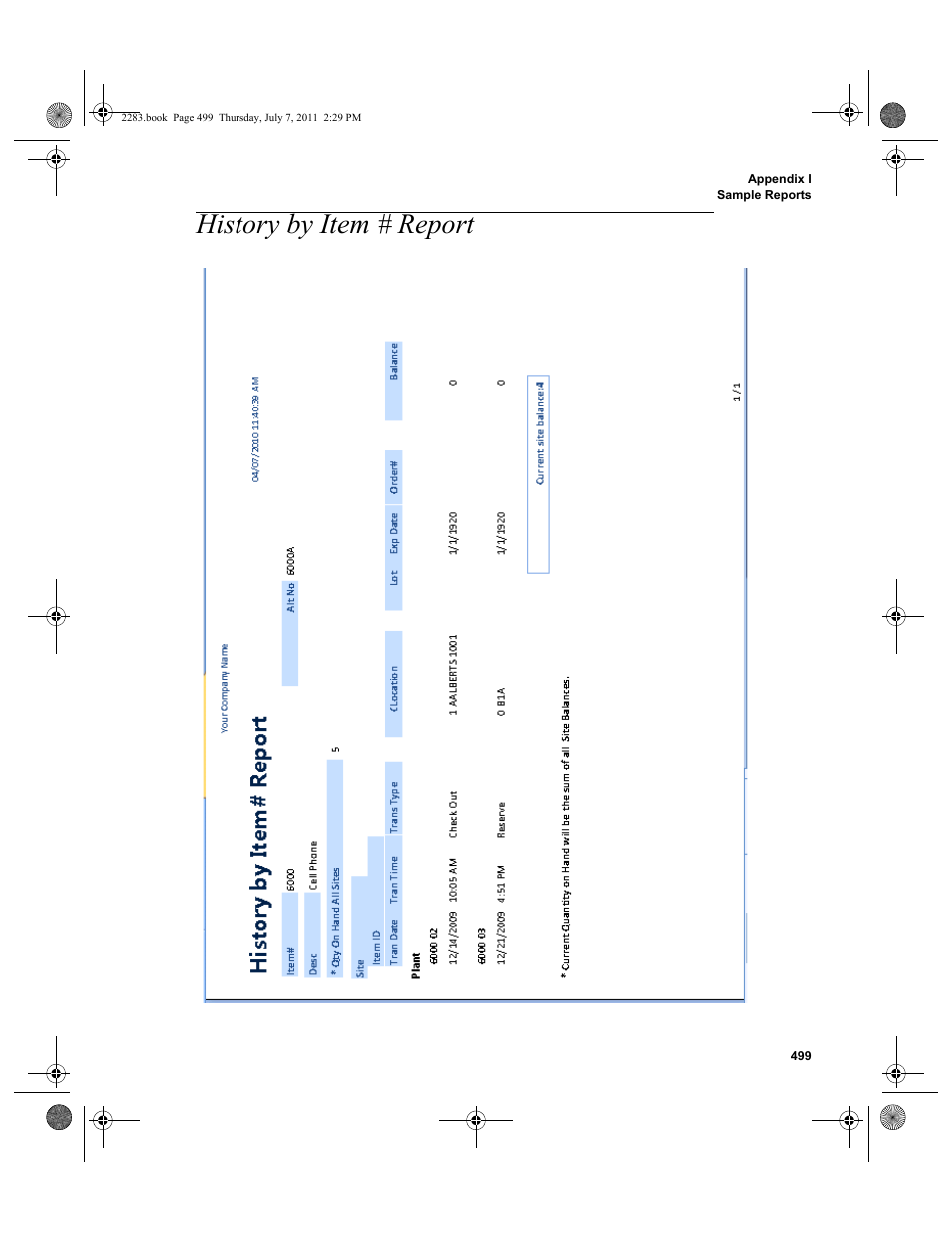 History by item # report | IntelliTrack Check In/Out User Manual | Page 529 / 564