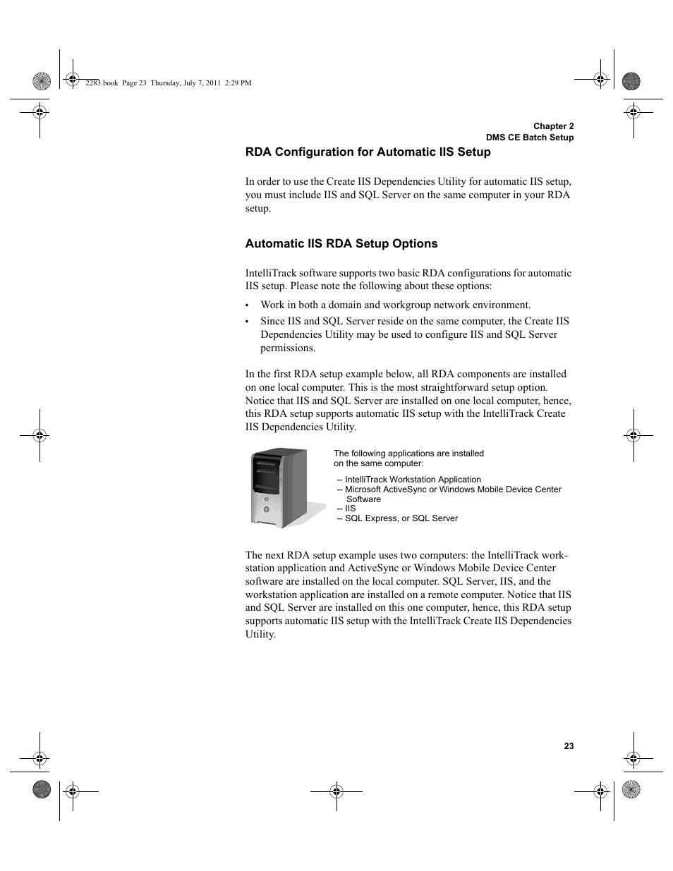 Rda configuration for automatic iis setup, Automatic iis rda setup options | IntelliTrack Check In/Out User Manual | Page 53 / 564