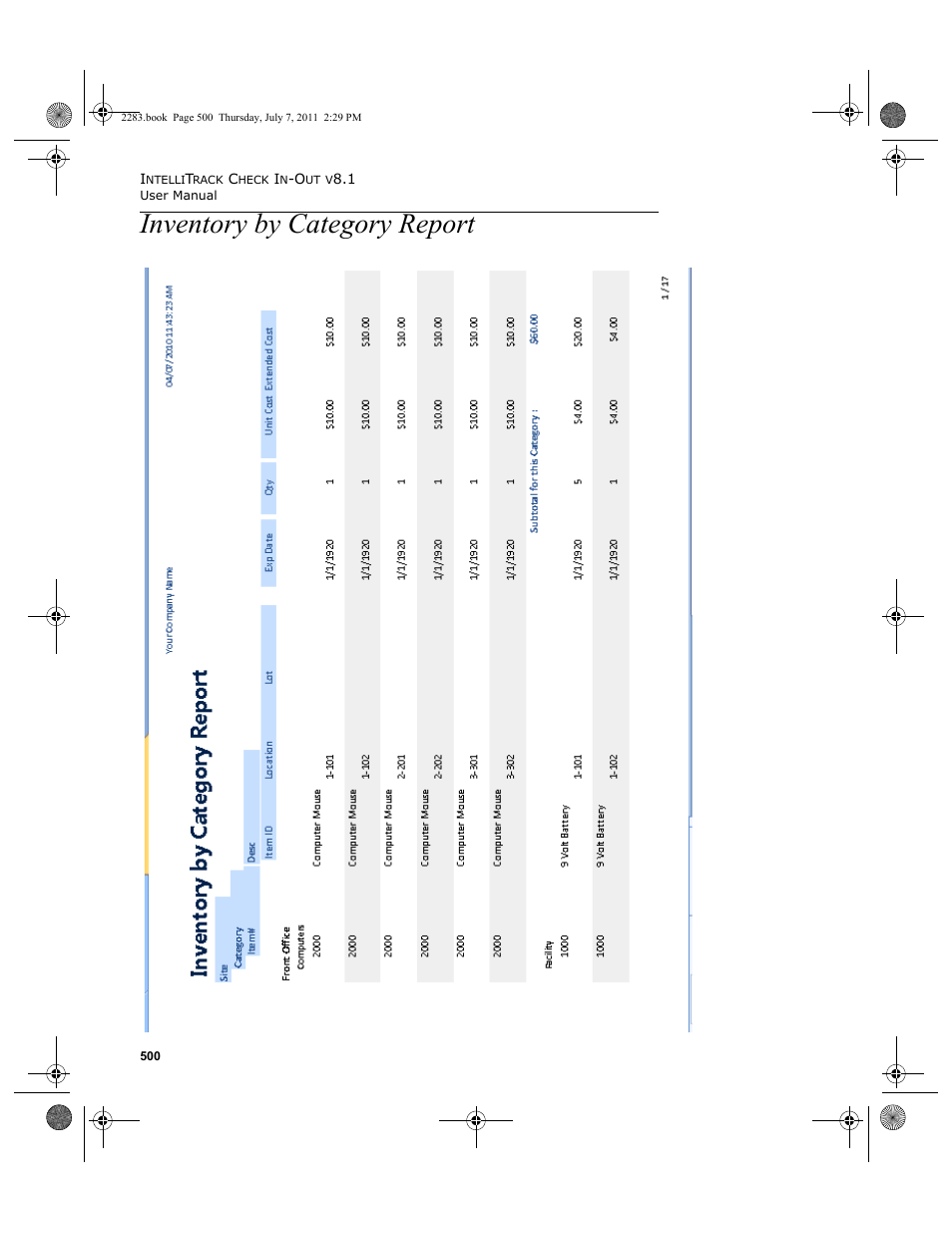 Inventory by category report | IntelliTrack Check In/Out User Manual | Page 530 / 564