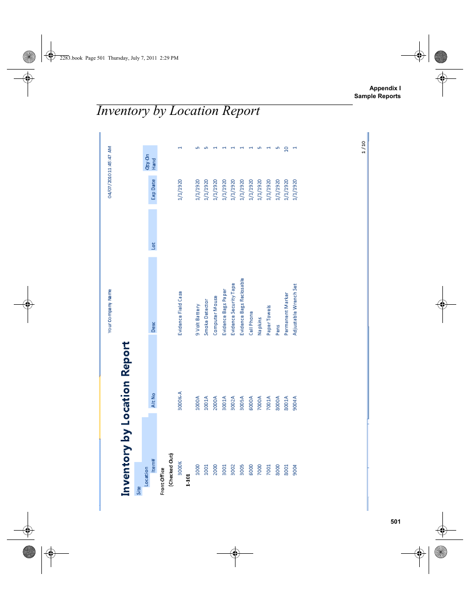 Inventory by location report | IntelliTrack Check In/Out User Manual | Page 531 / 564