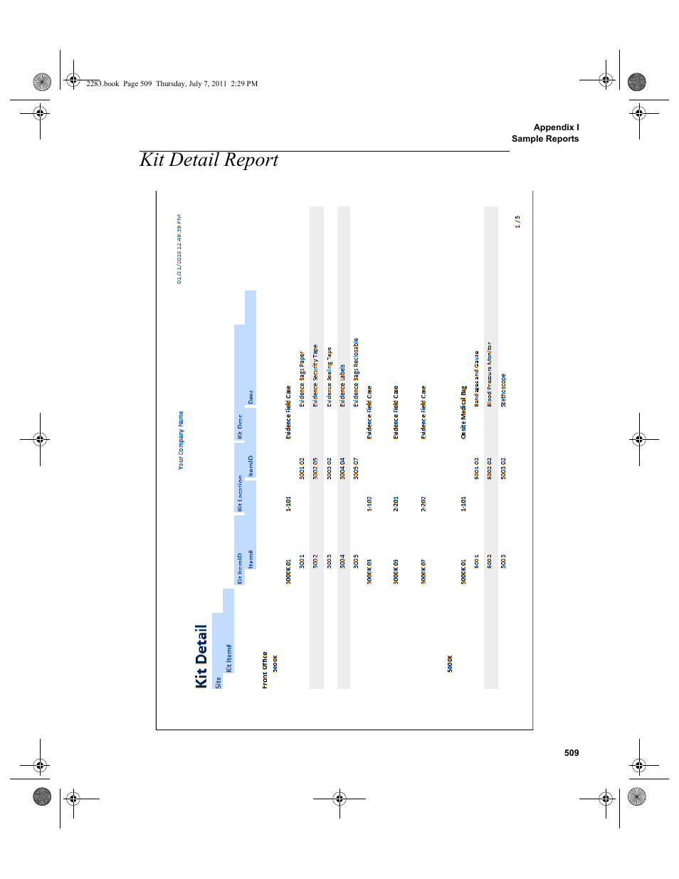 Kit detail report | IntelliTrack Check In/Out User Manual | Page 539 / 564