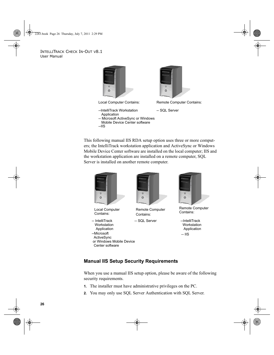 Manual iis setup security requirements | IntelliTrack Check In/Out User Manual | Page 56 / 564