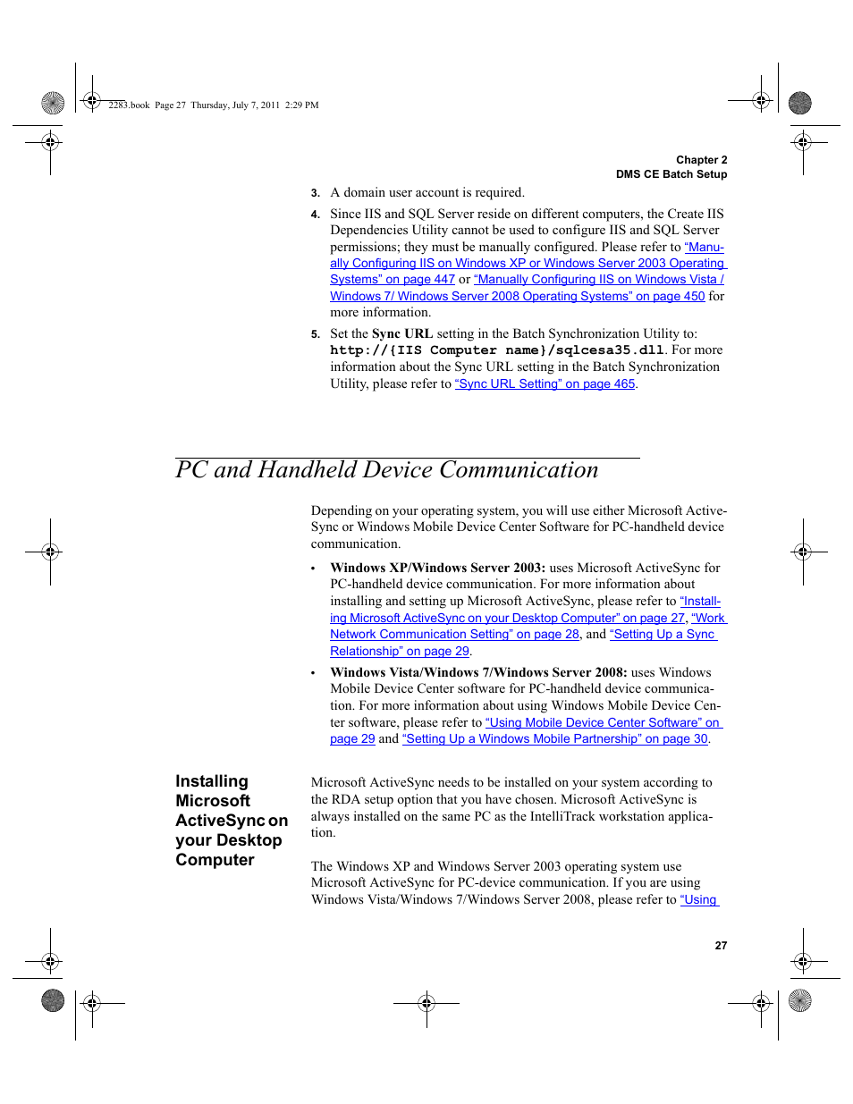 Pc and handheld device communication, Installing microsoft activesync on your desktop, Computer | Installing microsoft activesync on | IntelliTrack Check In/Out User Manual | Page 57 / 564