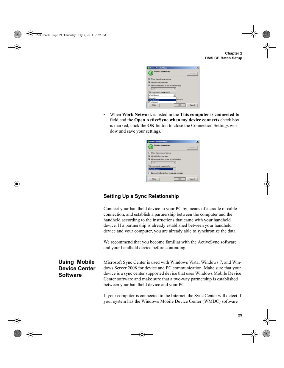 Using mobile device center software, Setting up a sync relationship, Using mobile device center software” on | Ce, please refer to, Setting up a, Setting up a sync, Using | IntelliTrack Check In/Out User Manual | Page 59 / 564