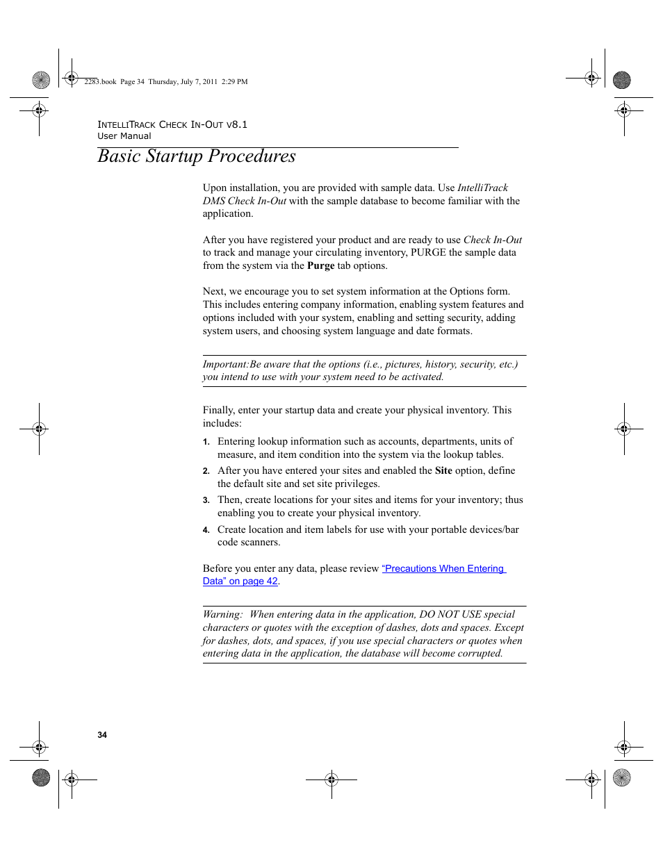 Basic startup procedures | IntelliTrack Check In/Out User Manual | Page 64 / 564