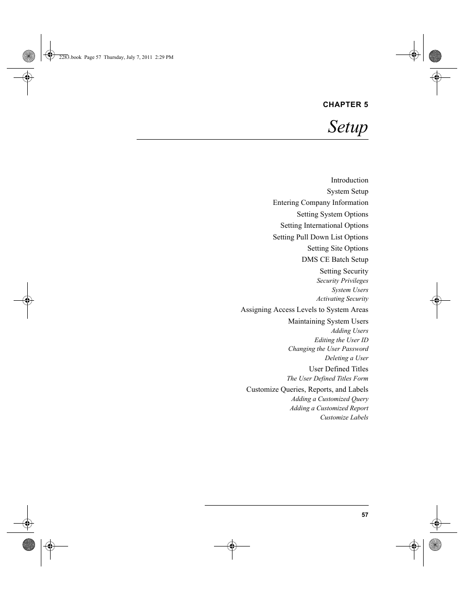 Chapter 5, Setup, Chapter 5: setup | IntelliTrack Check In/Out User Manual | Page 87 / 564