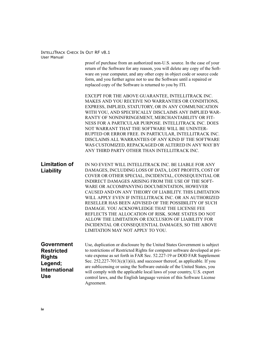 Limitation of liability | IntelliTrack Check In/Out User Manual | Page 4 / 102