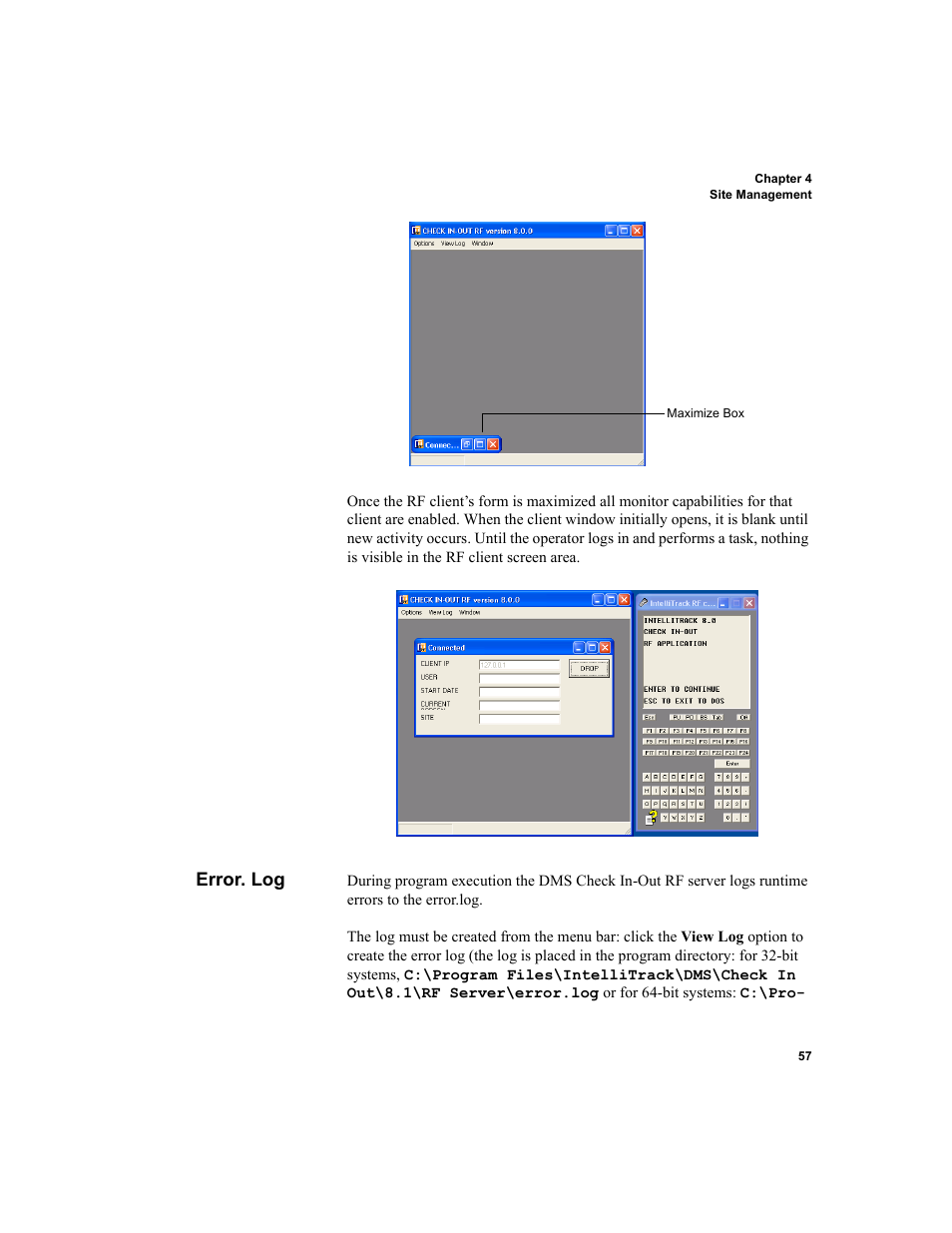 Error. log, Error. log 57 | IntelliTrack Check In/Out User Manual | Page 67 / 102
