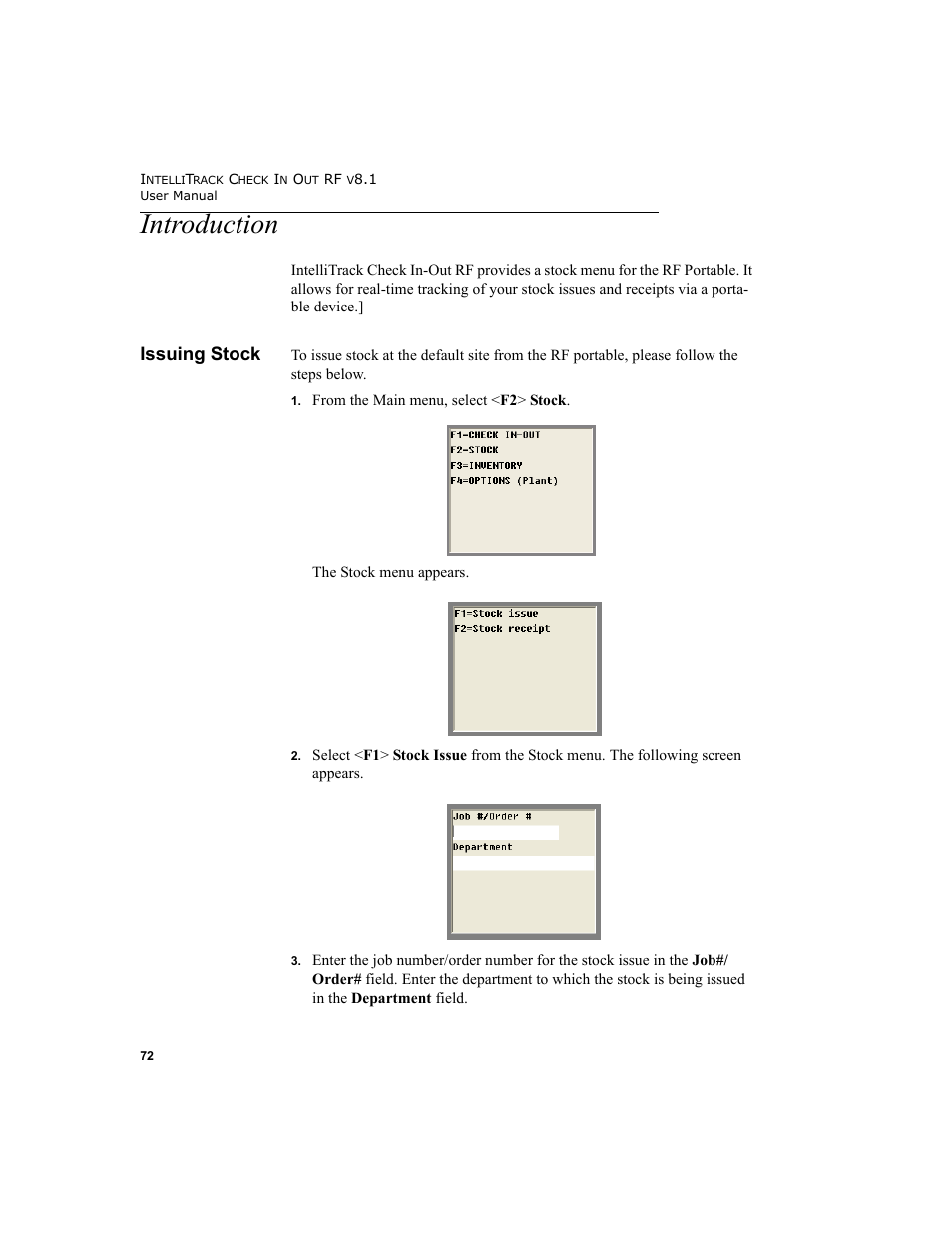 Introduction, Issuing stock | IntelliTrack Check In/Out User Manual | Page 82 / 102
