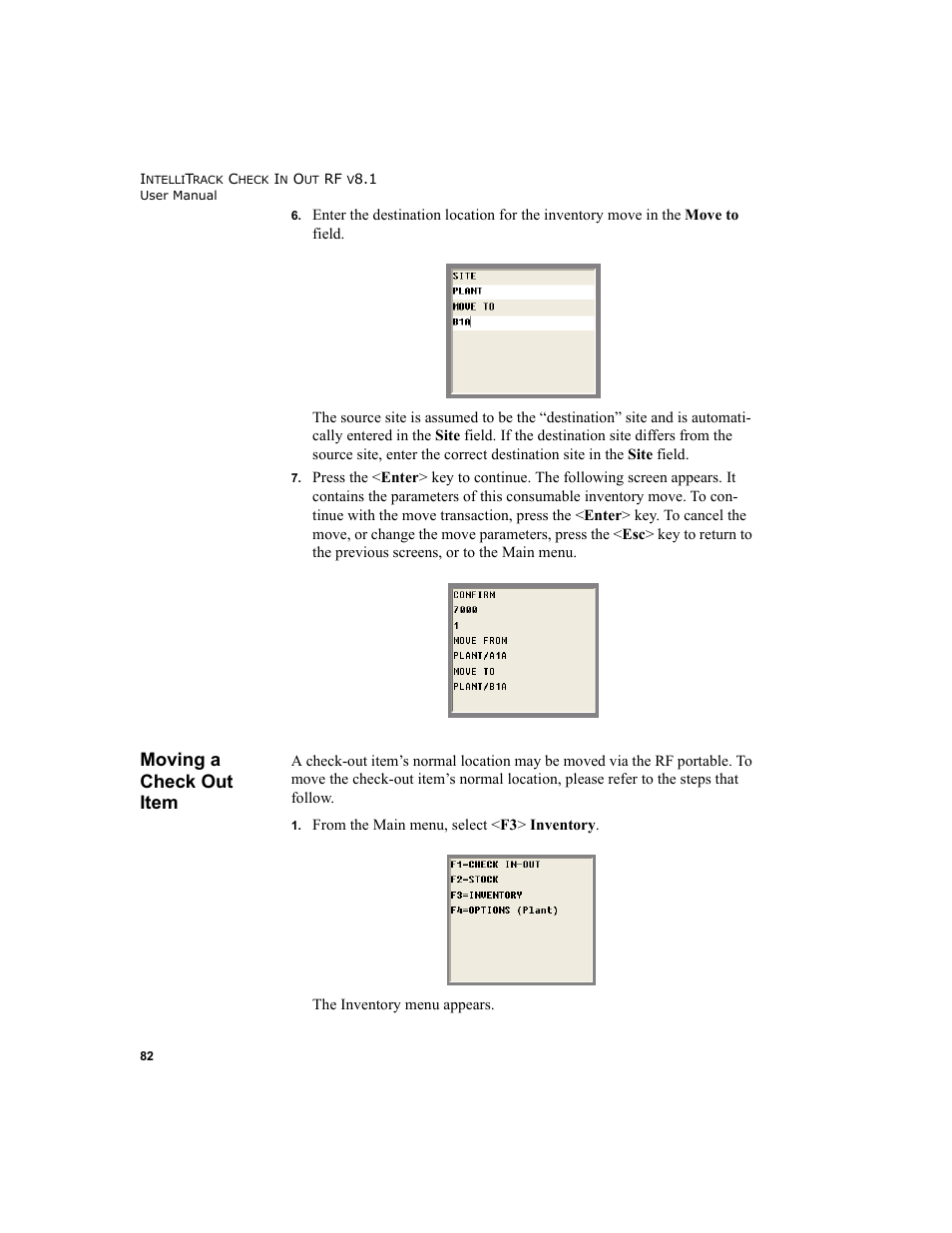 Moving a check out item, Moving a check out item 82 | IntelliTrack Check In/Out User Manual | Page 92 / 102