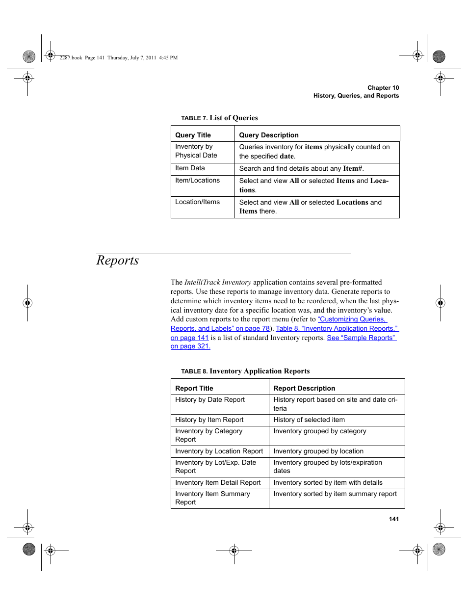 Reports | IntelliTrack Inventory Management User Manual | Page 167 / 366