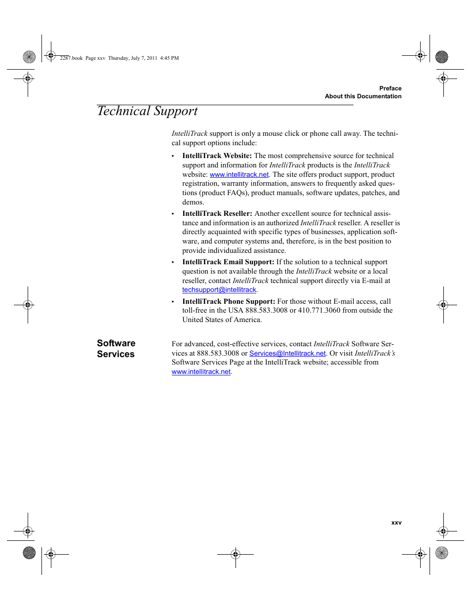 Technical support, Software services | IntelliTrack Inventory Management User Manual | Page 25 / 366