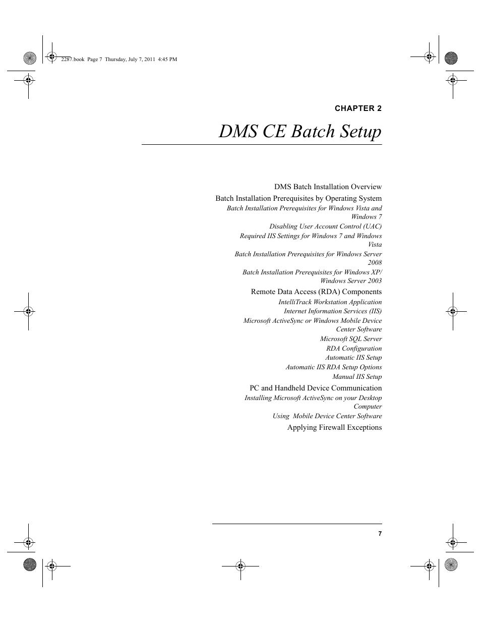 Chapter 2, Dms ce batch setup, Chapter 2: dms ce batch setup | IntelliTrack Inventory Management User Manual | Page 33 / 366