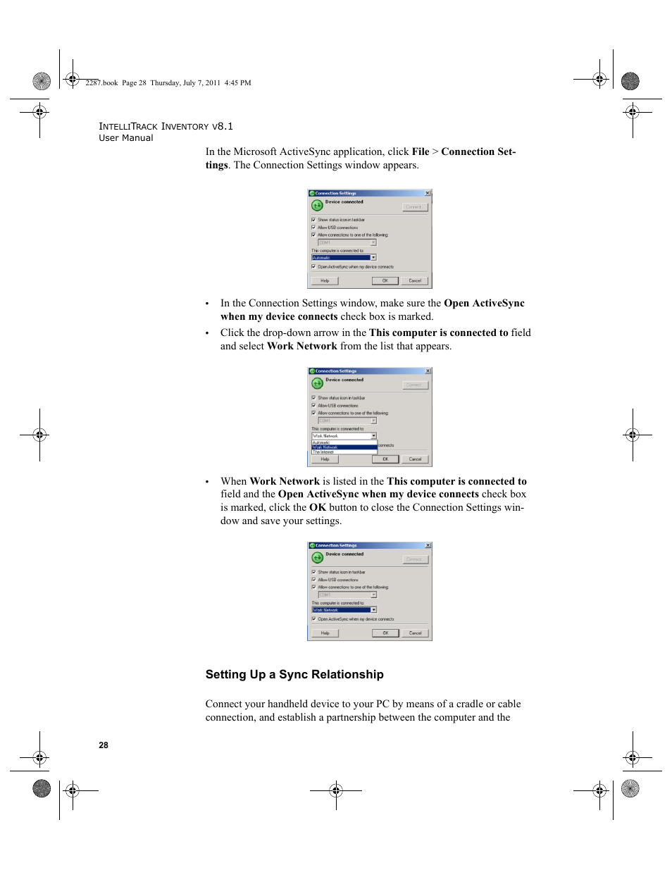 Setting up a sync rela, Setting up a sync relationship | IntelliTrack Inventory Management User Manual | Page 54 / 366