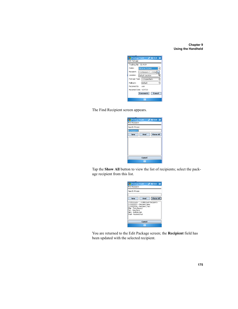 IntelliTrack Package Track User Manual | Page 189 / 296