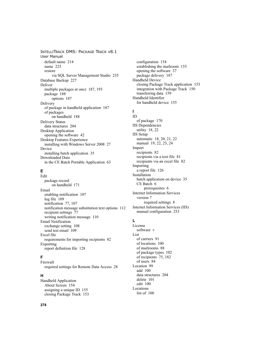 IntelliTrack Package Track User Manual | Page 292 / 296